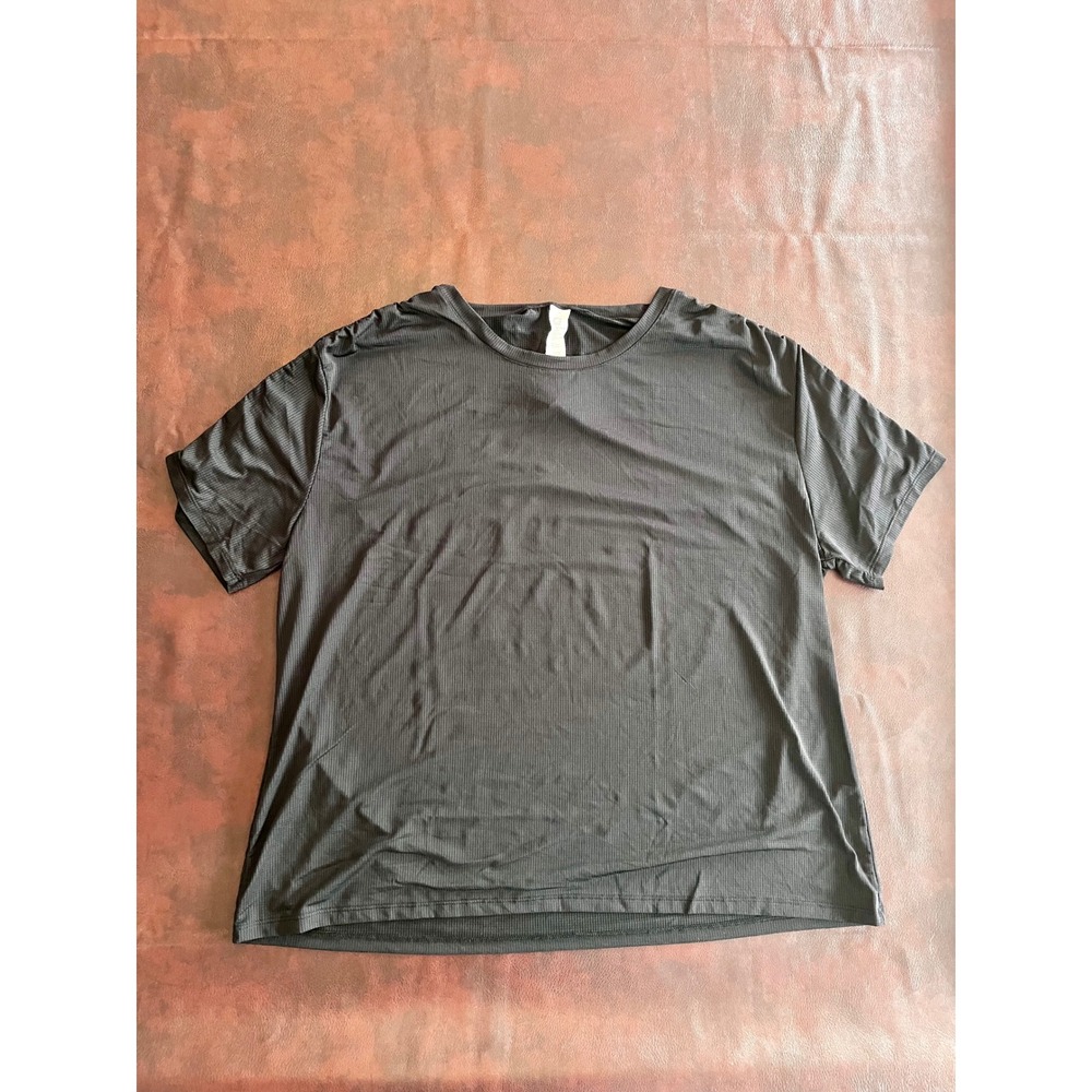 Fabletics Black Short Sleeve Activewear Top Grid Texture Plus Size 2X